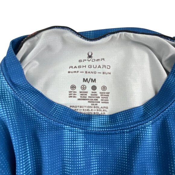 Spyder Rash Guard Surf Sand Sun Short Sleeve Mens T-Shirt M Blue Summer Beach - Picture 2 of 5